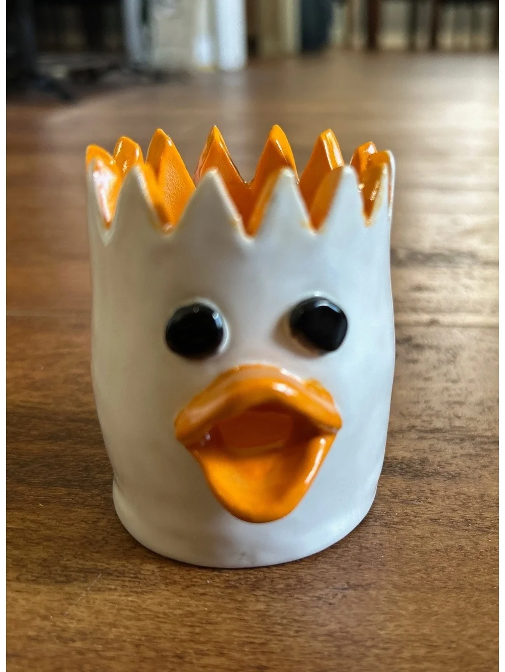 Ceramic Duck Face Mini Planter Pot with Orange Interior